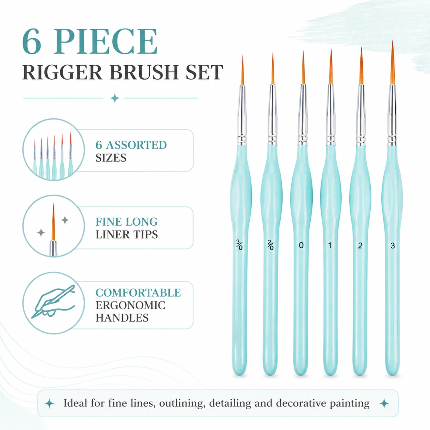 6pcs Rigger Paint Brushes Set, - Detailing Brush Set recension och pris